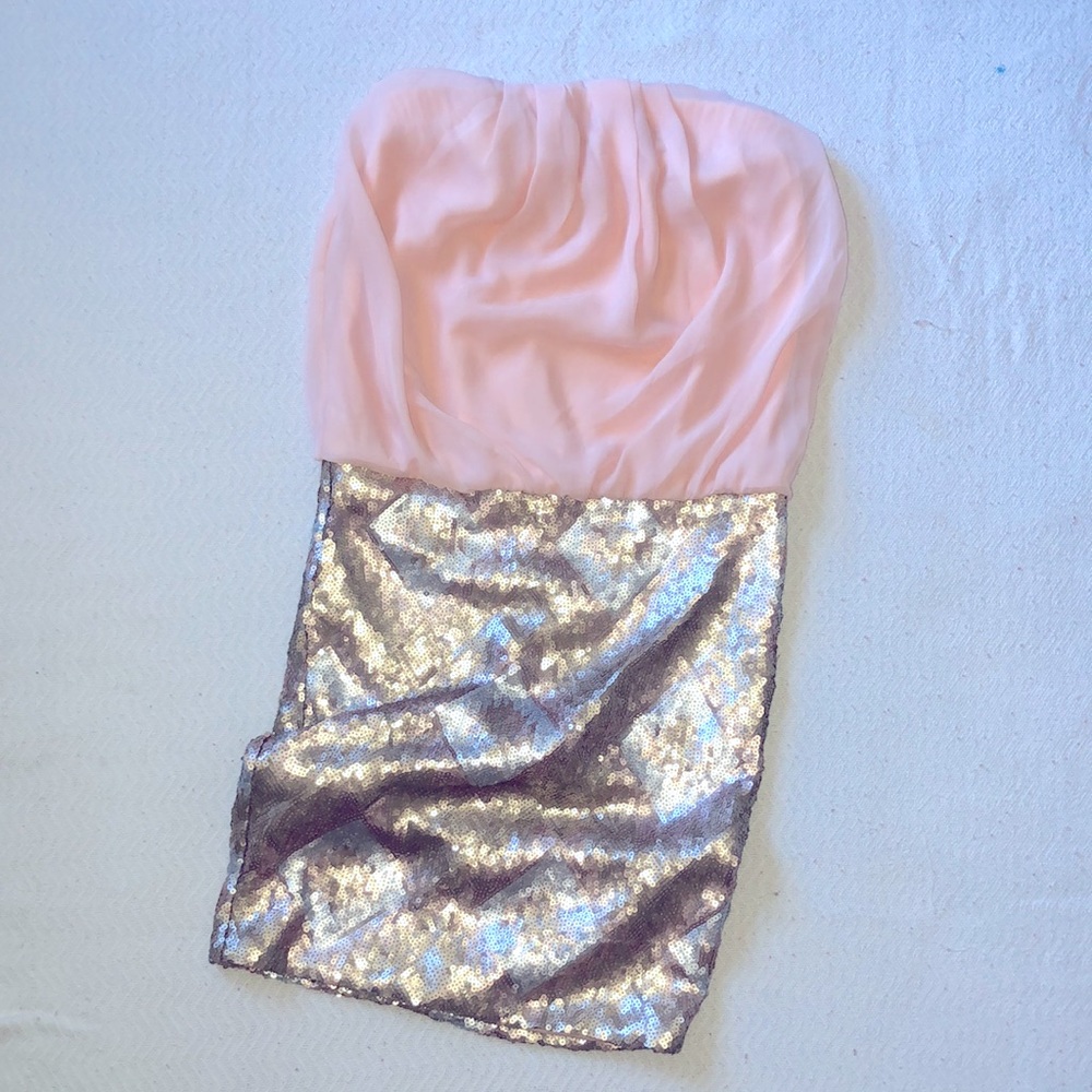 DONATED Strapless Sequin Dress